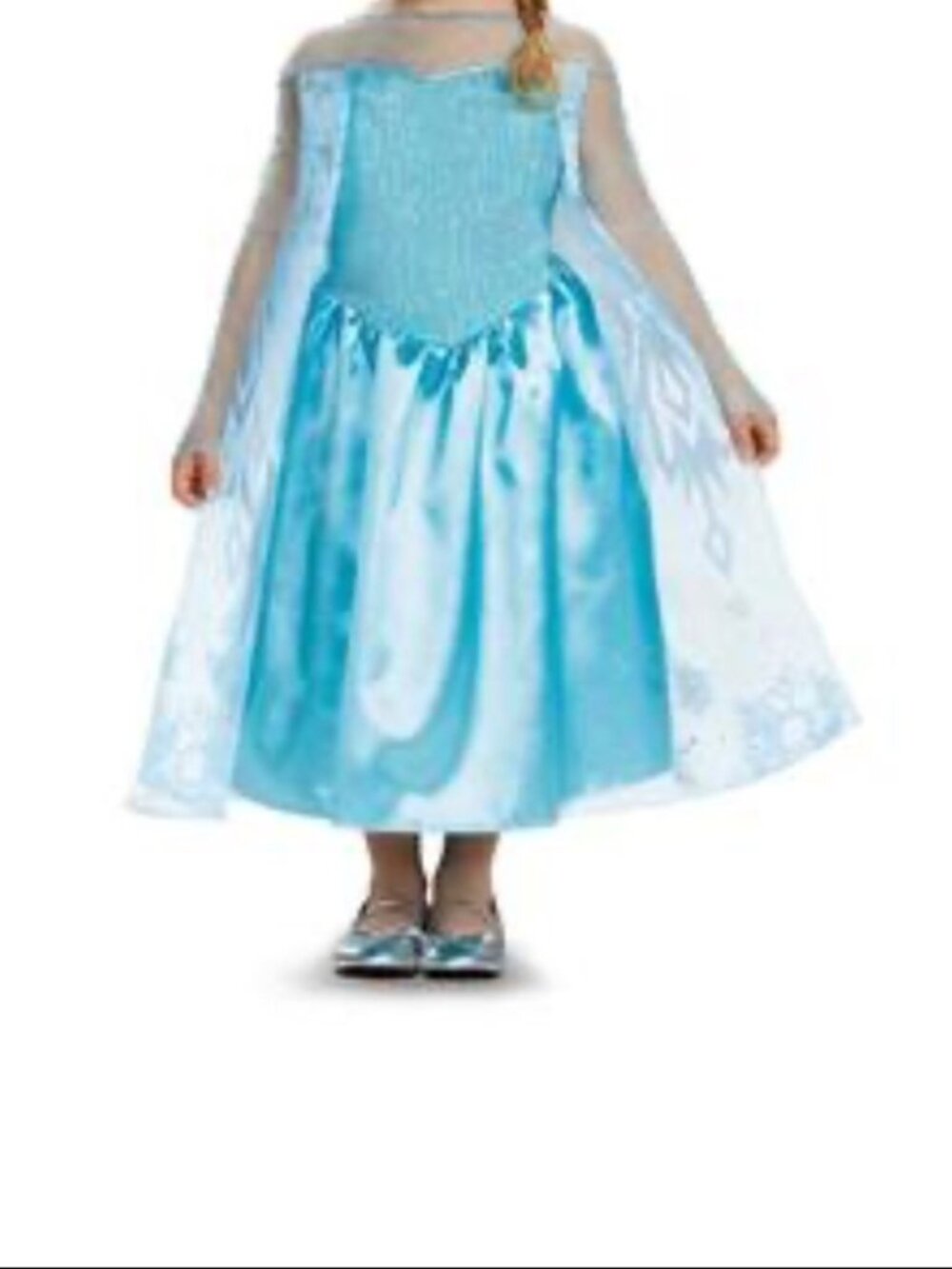 Disney Frozen Elsa Costume Dress Girls Size 5-6 Blue Glitter Snowflake Princess